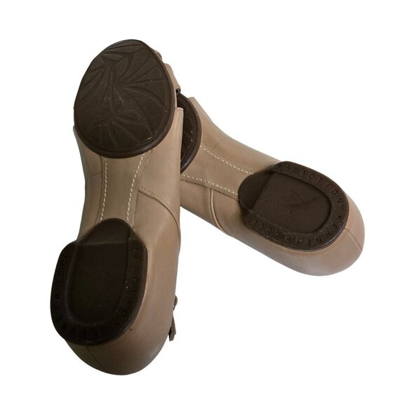 Kenneth Cole Reaction Bard Shark Peep Toe Neutral Tan Leather Flats Size 9M - Picture 5 of 7